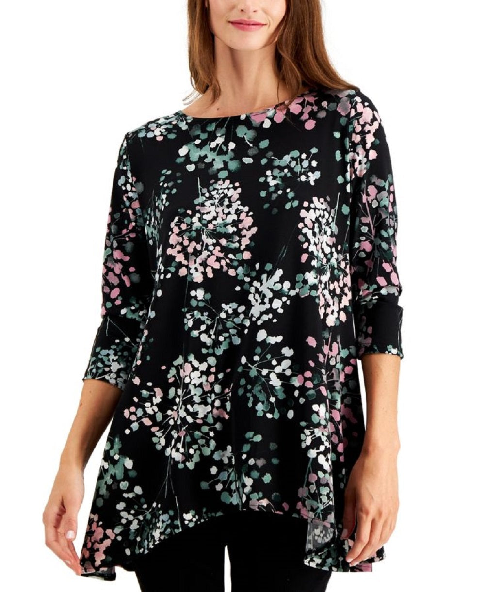 Alfani Women's Printed Swing Top Black Size Petite S