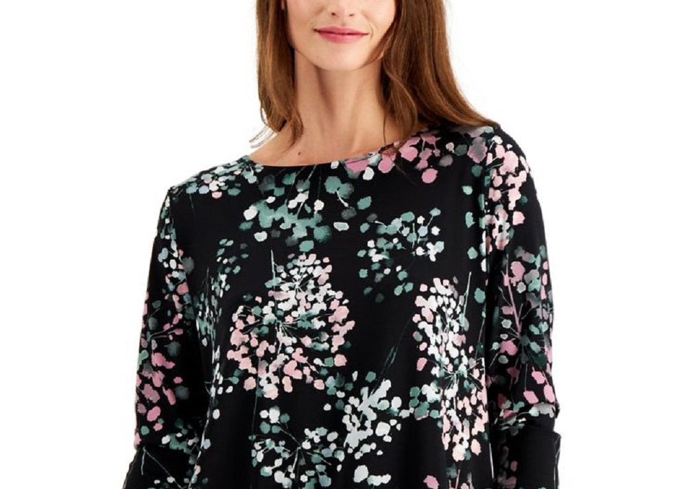Alfani Women's Printed Swing Top Black Size Petite S