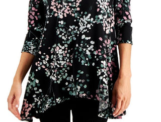 Alfani Women's Printed Swing Top Black Size Petite S