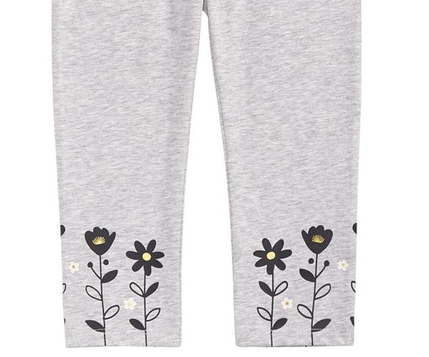 First Impressions Baby Girl's Floral Hem Leggings Gray Size 6-9MOS