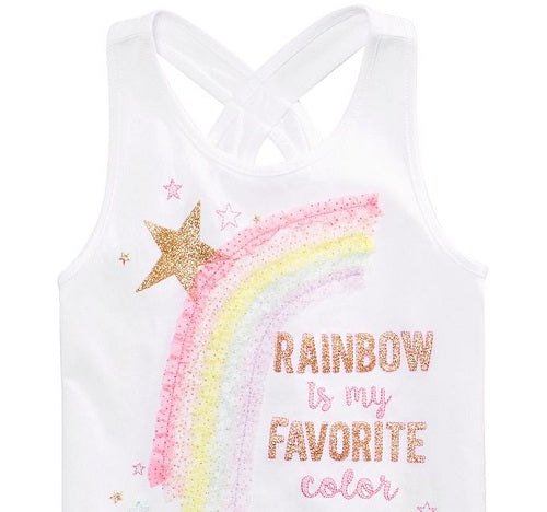 Epic Threads Toddler Girl's Rainbow Graphic Tank Top White Size 2T