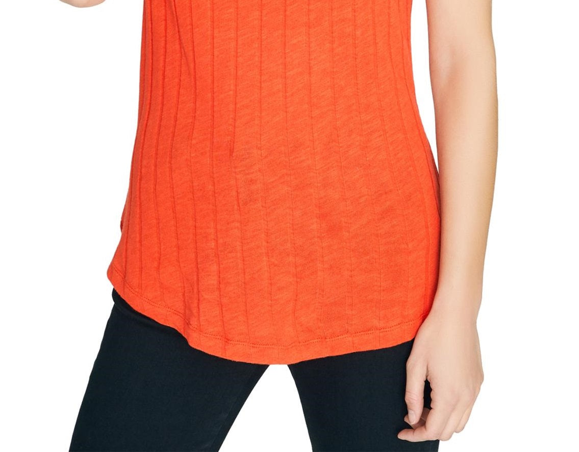 Sanctuary Women's Ribbed Scoop Neck Blouse Red  Size X-Large