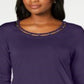 Karen Scott Women's Beaded Top Purple Size Medium