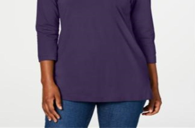 Karen Scott Women's Beaded Top Purple Size Medium