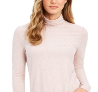 Charter Club Women's Heathered Turtleneck Pink Size Petite L