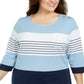 Karen Scott Women's Scoop Neck Colorblocked Top Blue Size 1X