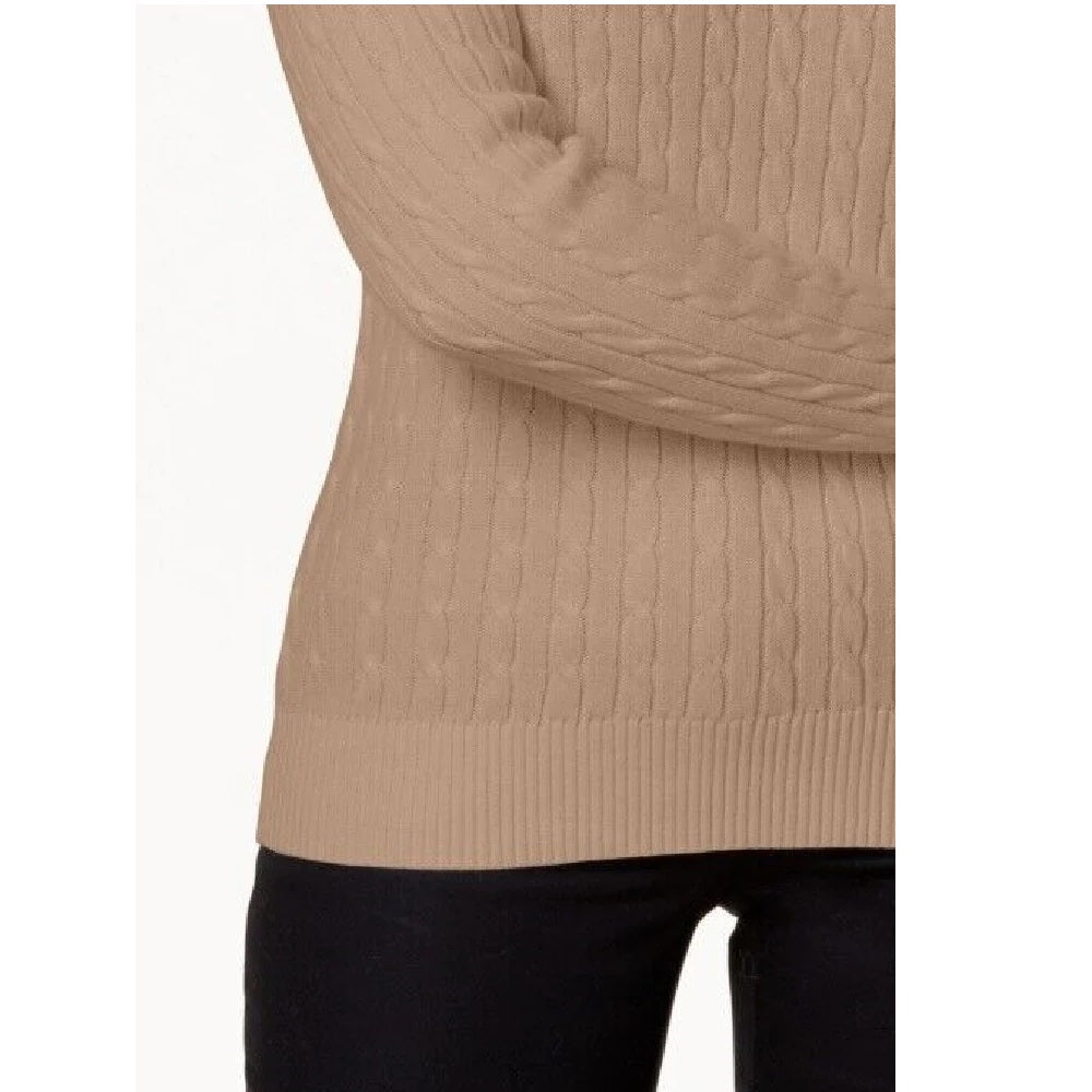 Karen Scott Women's Cable Knit Crewneck Sweater Chesnut Size X-Small