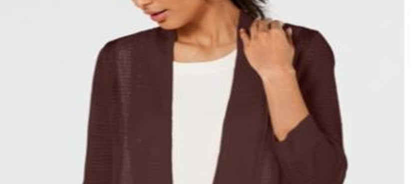 Alfani Women's Novelty Stitch Cardigan Brown Size Medium