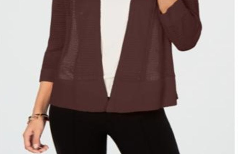 Alfani Women's Novelty Stitch Cardigan Brown Size Medium