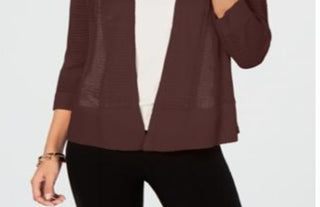 Alfani Women's Novelty Stitch Cardigan Brown Size Medium