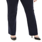 Alfani Women's Plus Tummy Control Faux Leather Trim Trousers Navy Size 26W