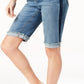 INC International Concepts Women's Contrast Trim Cuffed Denim Shorts Blue Size 6 Petite