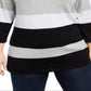 Karen Scott Women's Striped Ballet Neck Cotton Sweater Black Size 3X