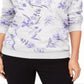 Karen Scott Women's Floral Print Fleece Sweatshirt Purple Size X-Large