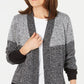 Karen Scott Women's Colorblocked Cardigan Gray Size -Petite L