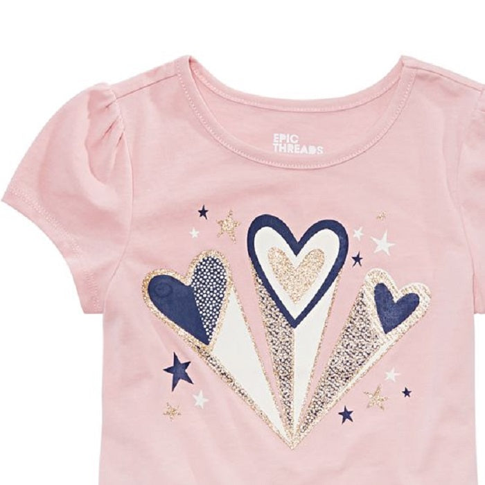 Epic Threads Toddler Girl's Hearts T-Shirt Pink Size 3T
