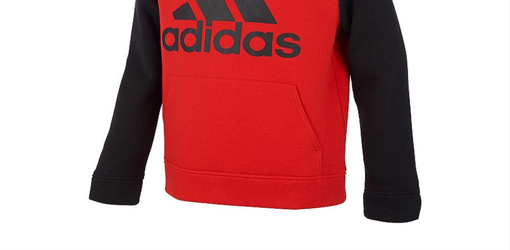 Adidas Big Boy's Colorblocked Fleece Hoodie Red Size Small