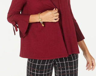 Alfani Women's Tie Sleeve Cardigan Red Size -Petite L