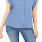 Style & Co Women's Eyelet Sleeveless Shirt Blue Size Medium