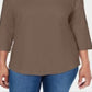 Karen Scott Women's Cotton Lace Trim Top Brown Size X-Small