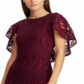 Ralph Lauren Women's Cape Overlay Lace Dress Merlot Size 2