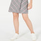 Bar III Women's Zipper Detail Plaid Skirt Black / Red Multi  Size 14