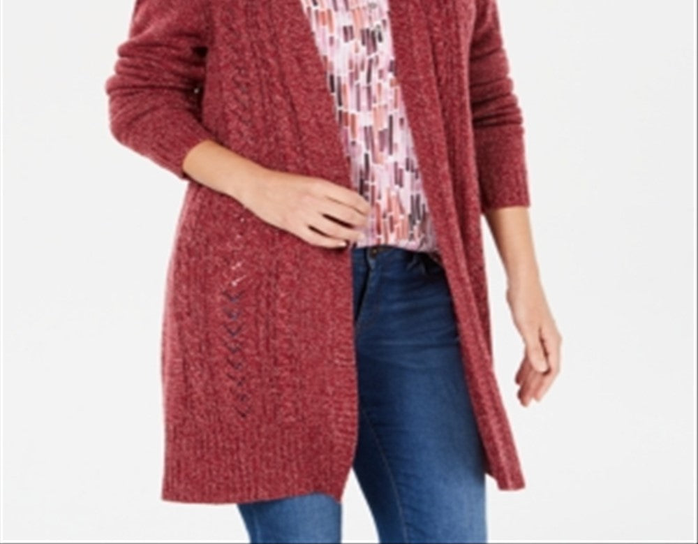 Karen Scott Women's Turbo Duster Cardigan Red Size X-Small