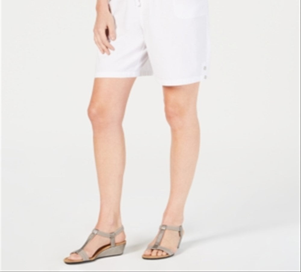 Karen Scott Women's Cotton Drawstring Shorts White Size Small