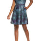 Vince Camuto Women's Belted Floral Print Fit & Flare Dress Blue Size 12