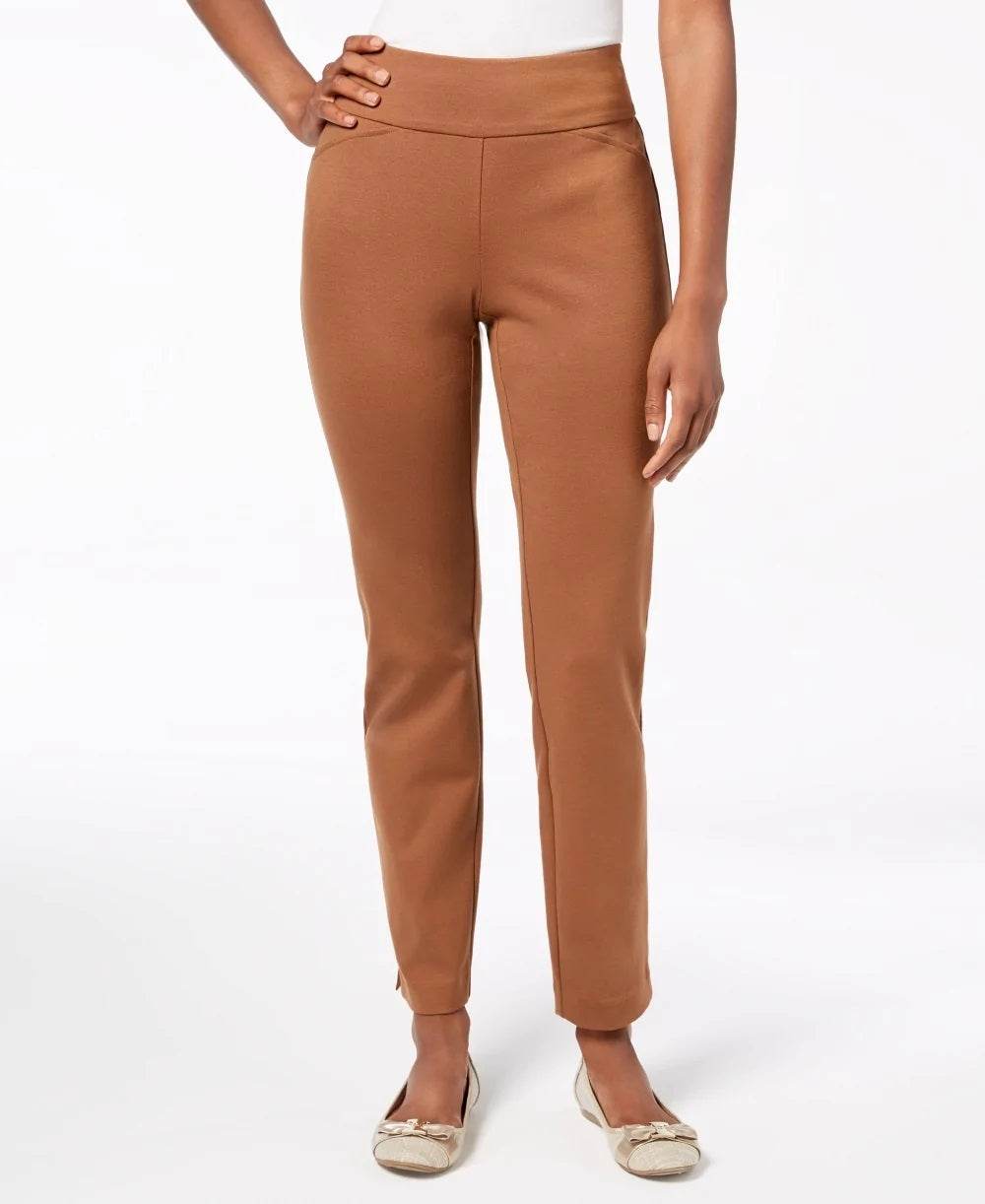 Charter Club Women's Petite Pull-on Ponte-Knit Pants Honey Size 10 P