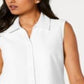 Charter Club Women's Cotton Pique Sleeveless Shirt White Size 6