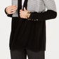Charter Club Women's Button Cuff Open Front Cardigan Black Size Petite Small