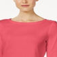 Charter Club Women's Pima Cotton Boat Neck Button Shoulder Top Pink Size X-Large
