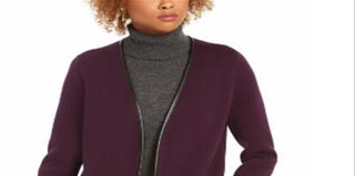 Charter Club Women's Milano Cotton Open Front Cardigan Purple Size Medium