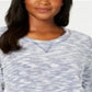 Karen Scott Women's Space Dye 3/4-Sleeve Top Blue-White Size Petite S