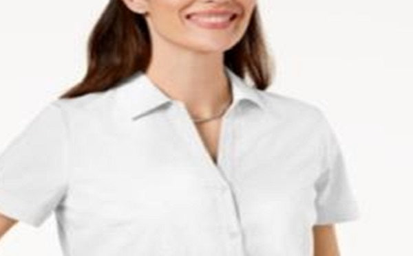 Karen Scott Women's Cotton Eyelet Shirt WhiteSize PP