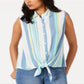 Charter Club Women's Tie Button Down Sleeveless Collared Top White Size X-Large