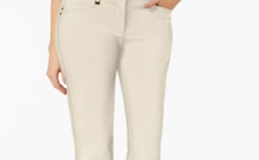 JM Collection Women's Curvy Fit Straight Leg Pants Beige Size 6