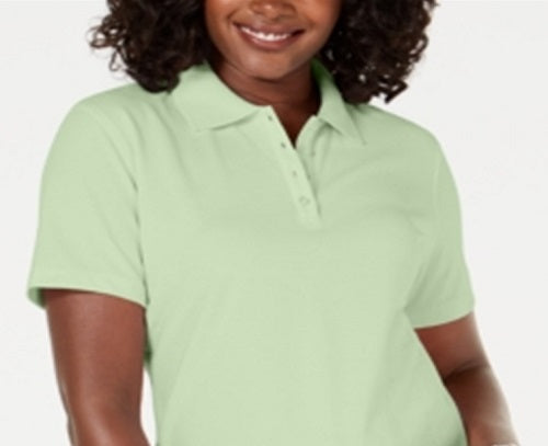 Karen Scott Women's Cotton Pique Polo Top Green Size Medium