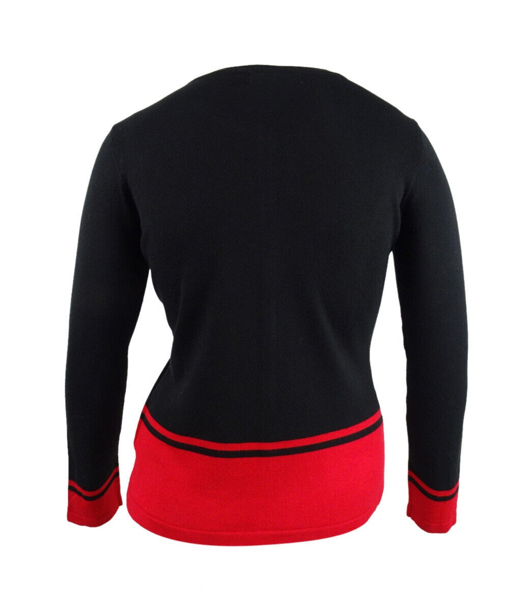 Karen Scott Women's Colorblocked Hem Cardigan Black Size Petite XL