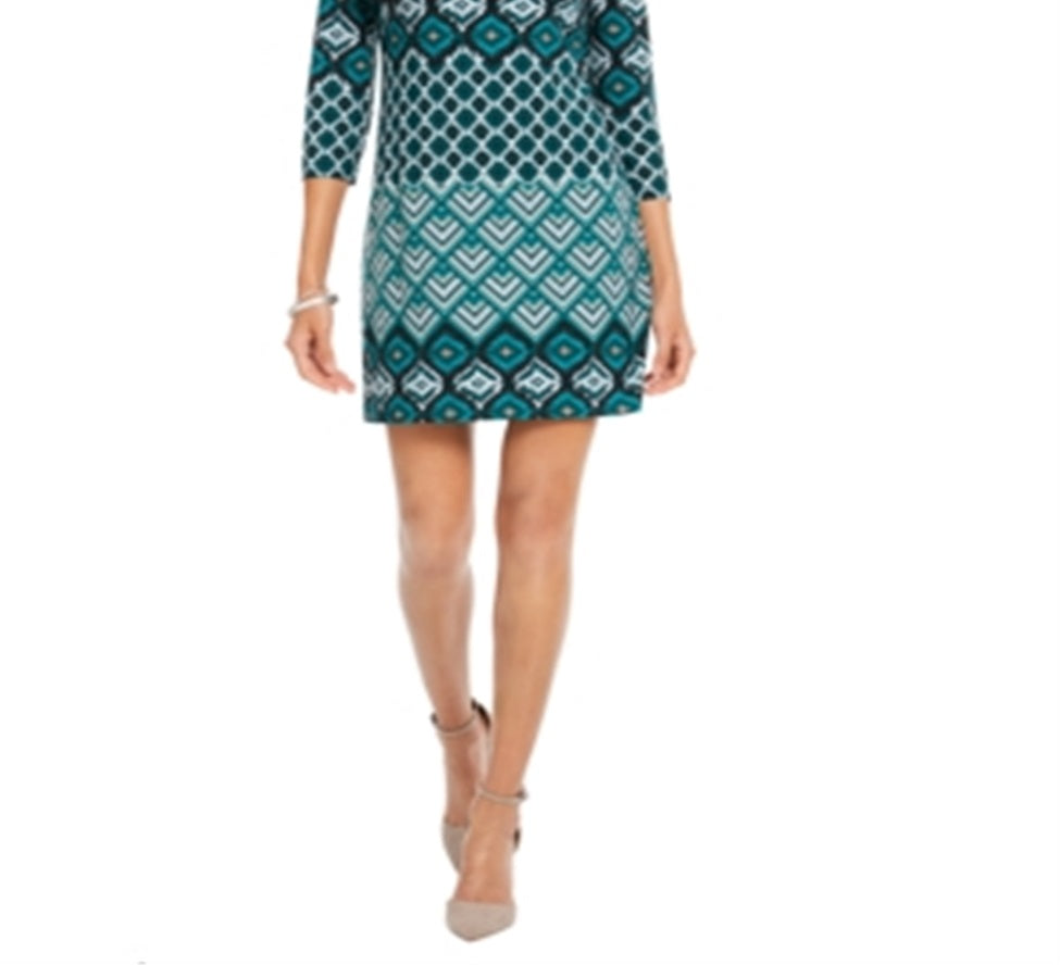 Vince Camuto Women's Printed Shift Dress Green Size 6