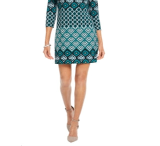 Vince Camuto Women's Printed Shift Dress Green Size 6