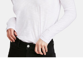 Free People Women's Long Sleeve V Neck Top White Size Medium