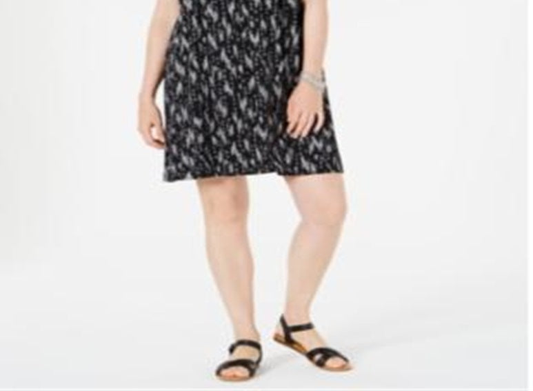 Style & Co Women's Flounce Top Tank Dress Black Size PP