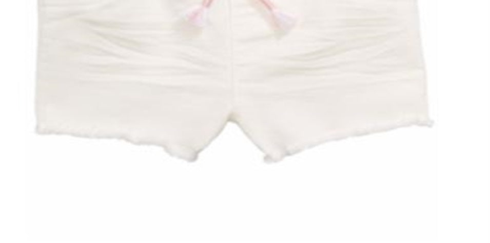 First Impressions Baby Girl's Striped Waist Denim Shorts White Size 18MOS