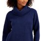 Style & Co Women's Cowlneck Sherpa Pullover Blue Size X-Large