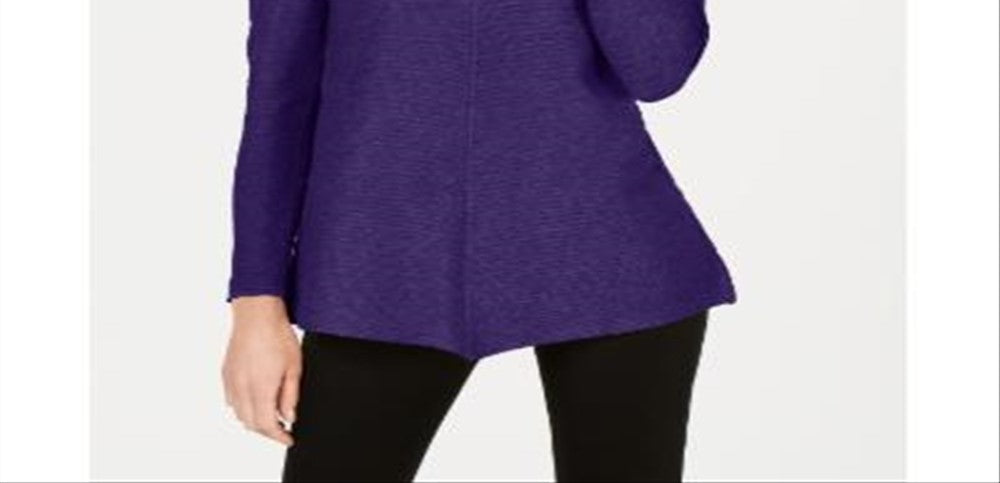 Alfani Women's Ribbed Snap Detail Sweater Purple Size Large