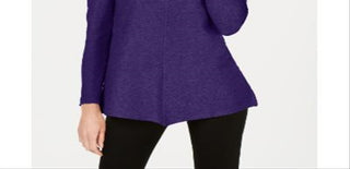 Alfani Women's Ribbed Snap Detail Sweater Purple Size Large