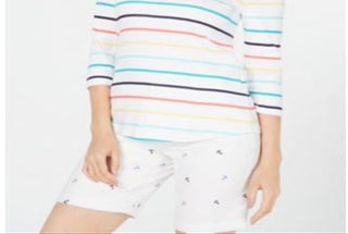 Charter Club Women's Cotton Striped Top White Combo White Size Petite Small