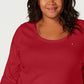 Tommy Hilfiger Women's 3/4 Sleeve Scoop Neck Top Red Size 2X